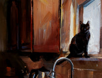 Original art for sale at UGallery.com | The Kitchen Supervisor by Jonelle Summerfield | $450 | oil painting | 12' h x 9' w | thumbnail 4