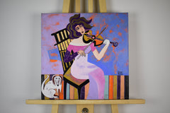 Original art for sale at UGallery.com | The Listener by Diana Rosa | $900 | acrylic painting | 16' h x 16' w | thumbnail 3