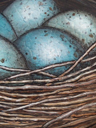Original art for sale at UGallery.com | The Most Beautiful Blue Eggs! by Jennifer Ross | $550 | mixed media artwork | 20' h x 10' w | photo 3