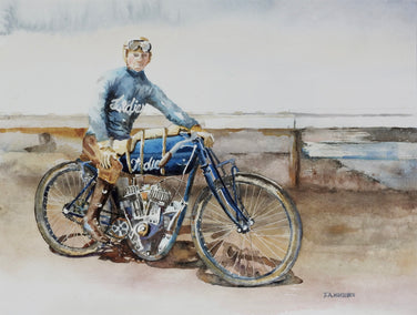 watercolor painting by Thomas Hoerber titled Indian Motorcycle
