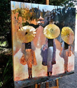 Original art for sale at UGallery.com | Three Parasols by Mary Pratt | $3,600 | oil painting | 48' h x 48' w | photo 2