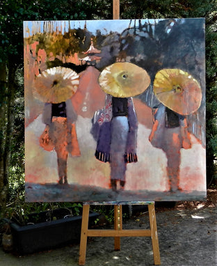 Original art for sale at UGallery.com | Three Parasols by Mary Pratt | $3,600 | oil painting | 48' h x 48' w | photo 3