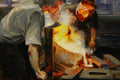 Original art for sale at UGallery.com | Guiding the Pour by Onelio Marrero | $875 | oil painting | 16' h x 20' w | thumbnail 4