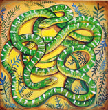 Original art for sale at UGallery.com | Green Snakes by Kira Yustak | $825 | acrylic painting | 24' h x 24' w | thumbnail 1