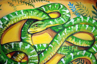 Green Snakes by Kira Yustak |   Closeup View of Artwork 