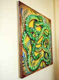 Original art for sale at UGallery.com | Green Snakes by Kira Yustak | $825 | acrylic painting | 24' h x 24' w | thumbnail 2