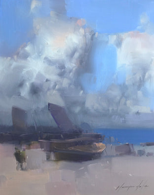 Original art for sale at UGallery.com | Cloudy Beach by Vahe Yeremyan | $700 | oil painting | 20' h x 16' w | photo 1
