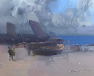 Original art for sale at UGallery.com | Cloudy Beach by Vahe Yeremyan | $700 | oil painting | 20' h x 16' w | photo 2