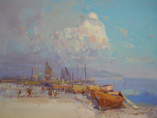 Original art for sale at UGallery.com | Through the Harbor by Vahe Yeremyan | $825 | oil painting | 18' h x 24' w | photo 1