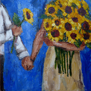Original art for sale at UGallery.com | Sunflower Commission by Judy Mackey | $900 | oil painting | 20' h x 20' w | photo 2