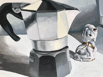 Original art for sale at UGallery.com | Unicorn Coffee by Rachel Srinivasan | $1,175 | oil painting | 30' h x 40' w | thumbnail 4