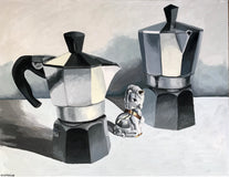 Original art for sale at UGallery.com | Unicorn Coffee by Rachel Srinivasan | $1,175 | oil painting | 30' h x 40' w | thumbnail 1