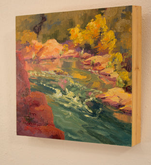 Upstream Fall Color by Karen E Lewis |  Side View of Artwork 