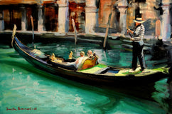 Original art for sale at UGallery.com | Venetian Canal Tour by Jonelle Summerfield | $700 | oil painting | 12' h x 18' w | thumbnail 1