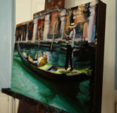 Original art for sale at UGallery.com | Venetian Canal Tour by Jonelle Summerfield | $700 | oil painting | 12' h x 18' w | thumbnail 2