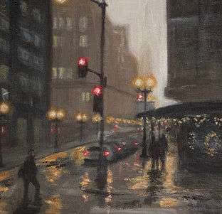 Original art for sale at UGallery.com | Rainy Day on Randolph by Yangzi Xu | $350 | oil painting | 12' h x 12' w | photo 4