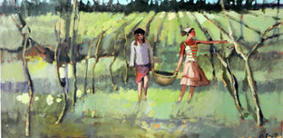 Original art for sale at UGallery.com | Vineyard Two by Mary Pratt | $1,925 | oil painting | 24' h x 48' w | photo 4