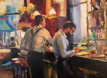 Original art for sale at UGallery.com | Waiters by Jonelle Summerfield | $725 | oil painting | 16' h x 12' w | thumbnail 4