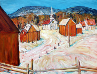 Original art for sale at UGallery.com | Waits River Church, Vermont by Doug Cosbie | $350 | oil painting | 14' h x 18' w | photo 1