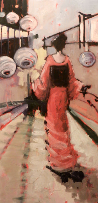 Original art for sale at UGallery.com | Walking Red by Mary Pratt | $2,025 | oil painting | 48' h x 24' w | photo 1