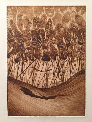 Original art for sale at UGallery.com | Wall of Faces by Doug Lawler | $325 | printmaking | 10' h x 8' w | photo 1