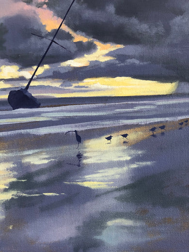 Whimbrel and Plover by Jesse Aldana |   Closeup View of Artwork 