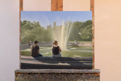 Original art for sale at UGallery.com | Washington Square Fountain by Nick Savides | $2,100 | oil painting | 16' h x 20' w | thumbnail 3