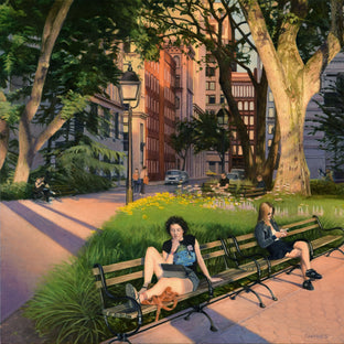 Original art for sale at UGallery.com | Washington Square Park - Summer Evening by Nick Savides | $2,850 | oil painting | 24' h x 24' w | photo 1