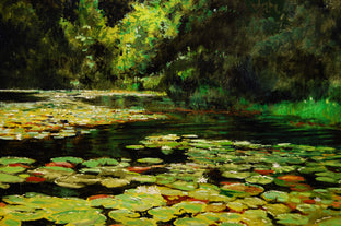 Original art for sale at UGallery.com | Promised Land Water Lilies by Onelio Marrero | $1,100 | oil painting | 18' h x 24' w | photo 4
