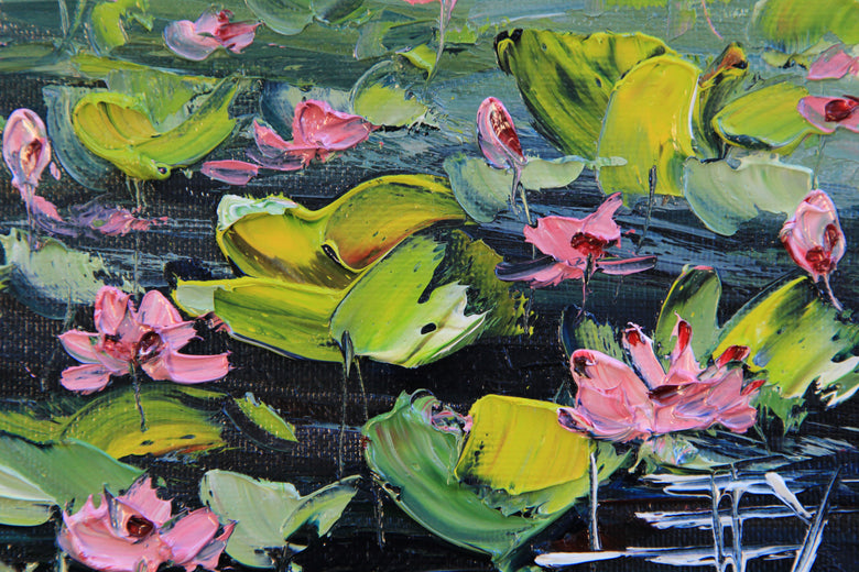 Water Lilies by Lisa Elley |   Closeup View of Artwork 