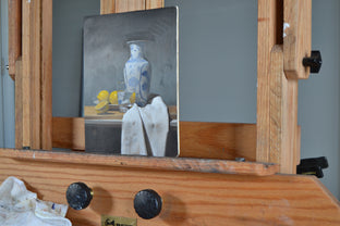 Original art for sale at UGallery.com | Lemons and Water with Vase by Christopher Garvey | $350 | oil painting | 10' h x 8' w | photo 2