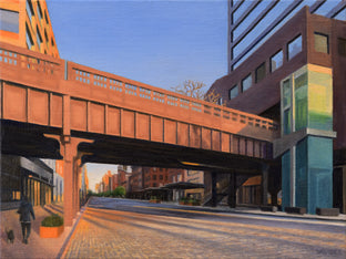 Original art for sale at UGallery.com | West 14th Street at Sunset by Nick Savides | $825 | oil painting | 9' h x 12' w | photo 1