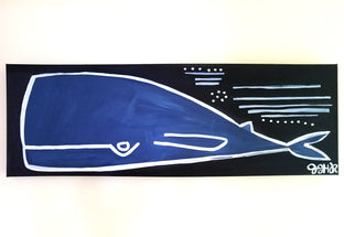Original art for sale at UGallery.com | Blue Whale by Jessica JH Roller | $625 | acrylic painting | 12' h x 36' w | photo 3