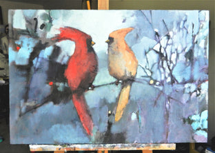 Original art for sale at UGallery.com | Winter Birds by Mary Pratt | $1,400 | oil painting | 20' h x 30' w | photo 3