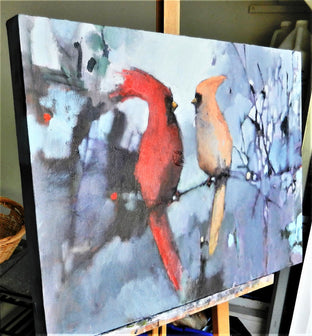 Original art for sale at UGallery.com | Winter Birds by Mary Pratt | $1,400 | oil painting | 20' h x 30' w | photo 2