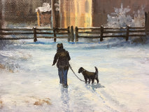Original art for sale at UGallery.com | Winter Evening by Nikolay Rizhankov | $475 | oil painting | 14' h x 11' w | thumbnail 4