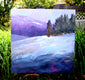 Original art for sale at UGallery.com | Winter Scene by Nancy Merkle | $875 | acrylic painting | 24' h x 24' w | thumbnail 3