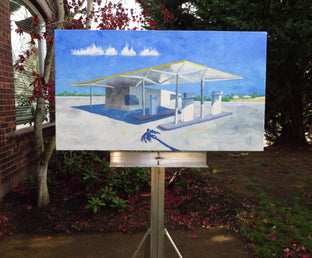 Original art for sale at UGallery.com | William Cody Gas Station by Mitchell Freifeld | $650 | oil painting | 25' h x 44' w | photo 3