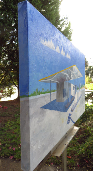 Original art for sale at UGallery.com | William Cody Gas Station by Mitchell Freifeld | $650 | oil painting | 25' h x 44' w | photo 2