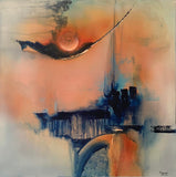 Original art for sale at UGallery.com | Mysterious Moon by Yamilet Sempe | $1,650 | acrylic painting | 36' h x 36' w | thumbnail 1