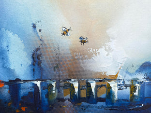 Original art for sale at UGallery.com | Blue Flying by Yamilet Sempe | $1,975 | mixed media artwork | 40' h x 30' w | photo 4