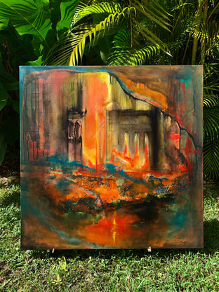 Original art for sale at UGallery.com | Refuge of the Rose by Yamilet Sempe | $2,200 | mixed media artwork | 36' h x 36' w | photo 3
