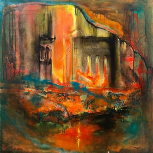 Original art for sale at UGallery.com | Refuge of the Rose by Yamilet Sempe | $2,200 | mixed media artwork | 36' h x 36' w | photo 1