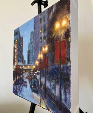 Evening, Chicago by Yangzi Xu |  Side View of Artwork 