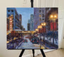 Original art for sale at UGallery.com | Evening, Chicago by Yangzi Xu | $675 | oil painting | 16' h x 20' w | thumbnail 3