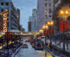 Original art for sale at UGallery.com | Evening, Chicago by Yangzi Xu | $675 | oil painting | 16' h x 20' w | thumbnail 1