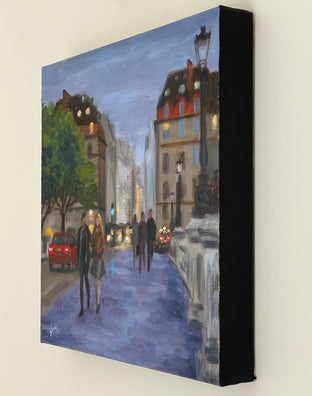 Original art for sale at UGallery.com | Evening Date by Seine by Yangzi Xu | $400 | oil painting | 12' h x 12' w | photo 2