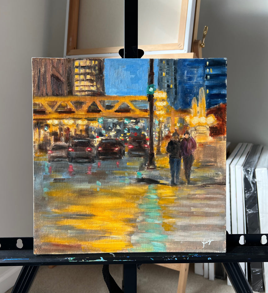 Evening on Wacker Drive by Yangzi Xu |  Context View of Artwork 