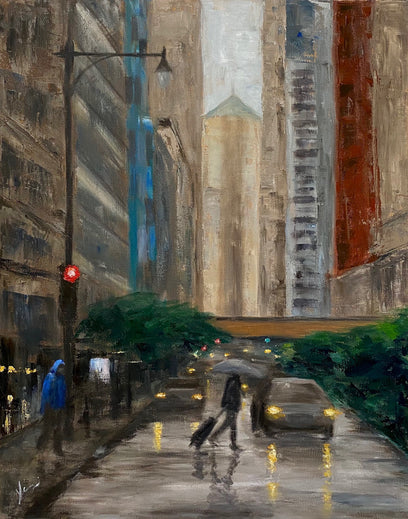 La Salle Street, Rainy Day by Yangzi Xu | Artwork Main Image