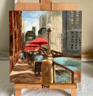 Original art for sale at UGallery.com | Lunch by the River by Yangzi Xu | $400 | oil painting | 12' h x 12' w | photo 3